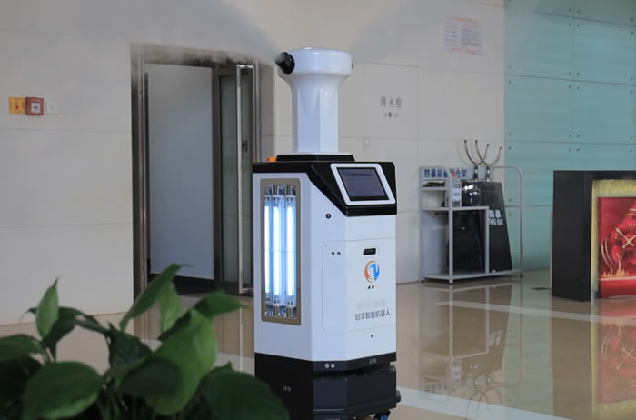 新疆消毒機(jī)器人辦公樓消殺圖片